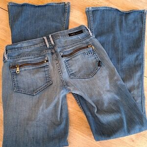 Y2K Custom Jeans low rise 90s Flare Sz 28 Medium Wash retro bell bottom Denim